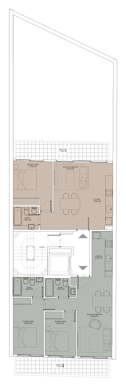 Plano de los pisos 1° a 7°